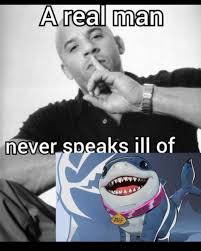 Instagram Meme of Vin Diesel and Jeff the Land Shark from Marvel Rivals. Meme for Marvel Rival Ads