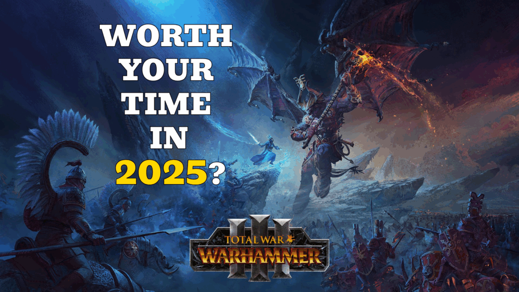 Is Total War: Warhammer 3 Worth your time in 2025? Featured image with Chaos Daemons fighting Kislev warriors.